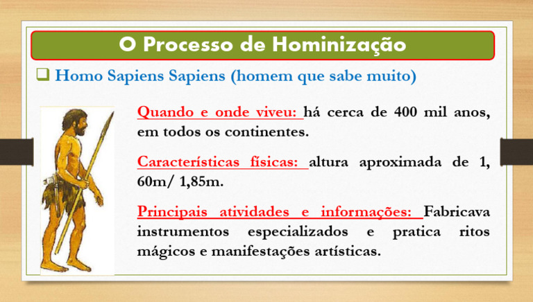 Processo de Hominização do Homo Sapiens | PDF