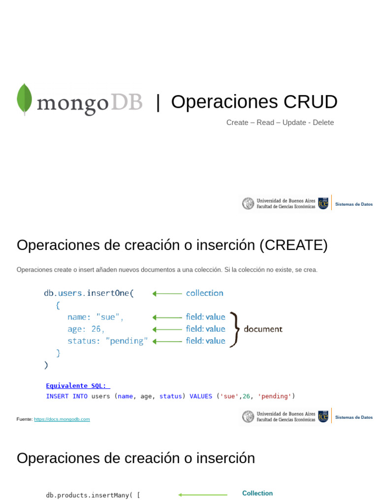 Operaciones CRUD en Sistemas de Datos | PDF | SQL | Paradigmas de ...