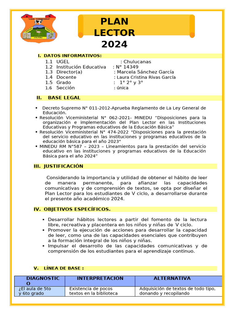 Plan Lector 2024 para Educación Básica | PDF | Maestros | Salón de clases