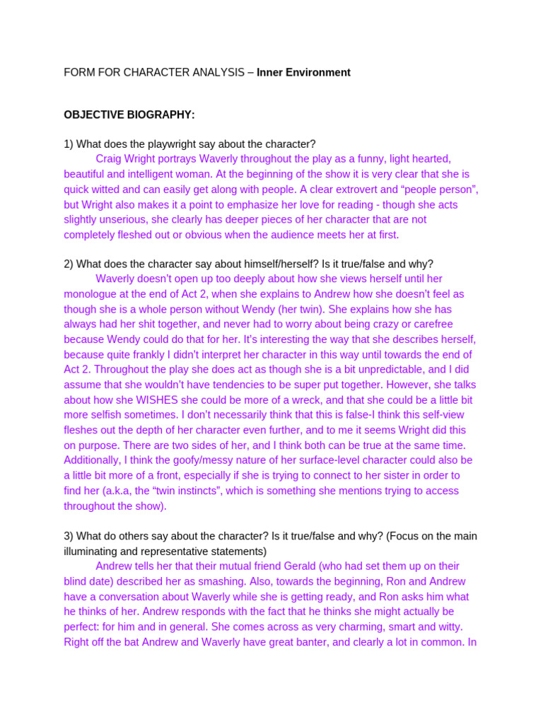 Waverly Character Analysis in Play | PDF | Thought