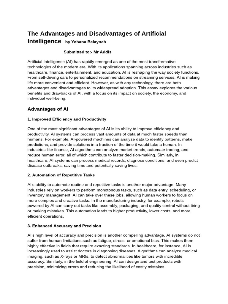 Copy of The Advantages and Disadvantages of Artificial Intelligence by ...