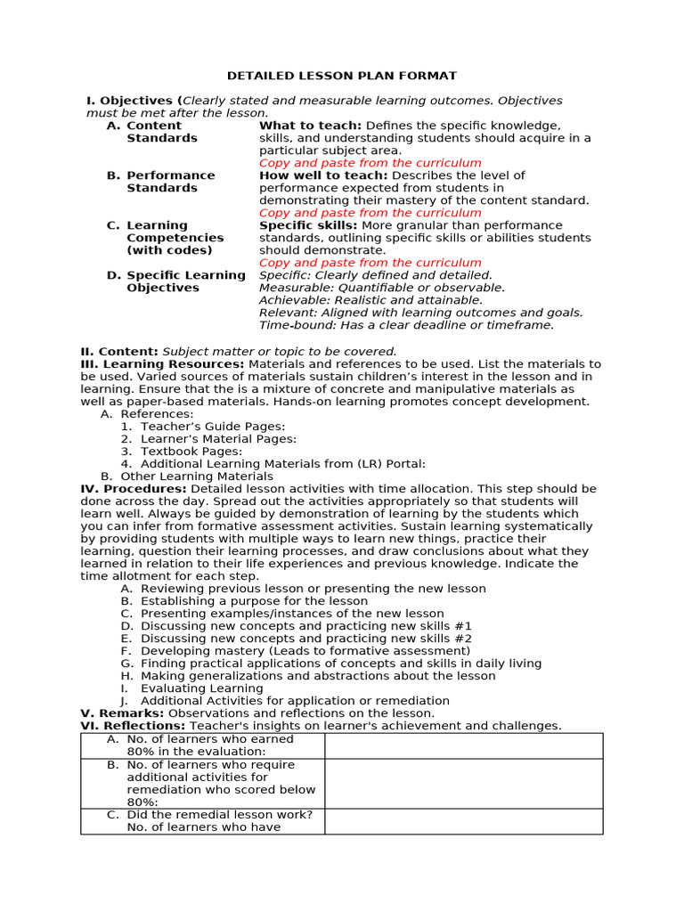 Comprehensive Lesson Plan Template | PDF | Learning | Curriculum