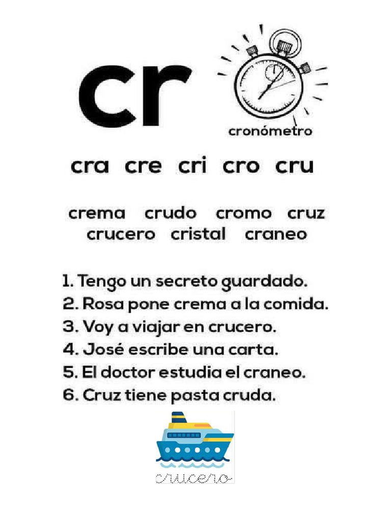 Actividades con sílabas cra, cre, cri, cro, cru | PDF
