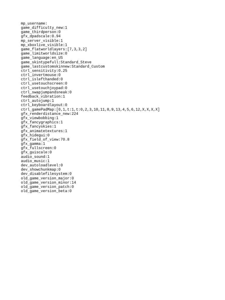 Game Settings Configuration Document | PDF