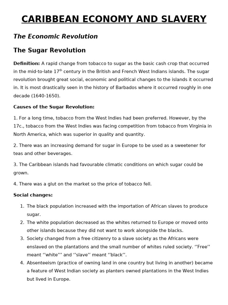 Slave Labor in Caribbean Sugar Production | PDF | Atlantic Slave Trade ...