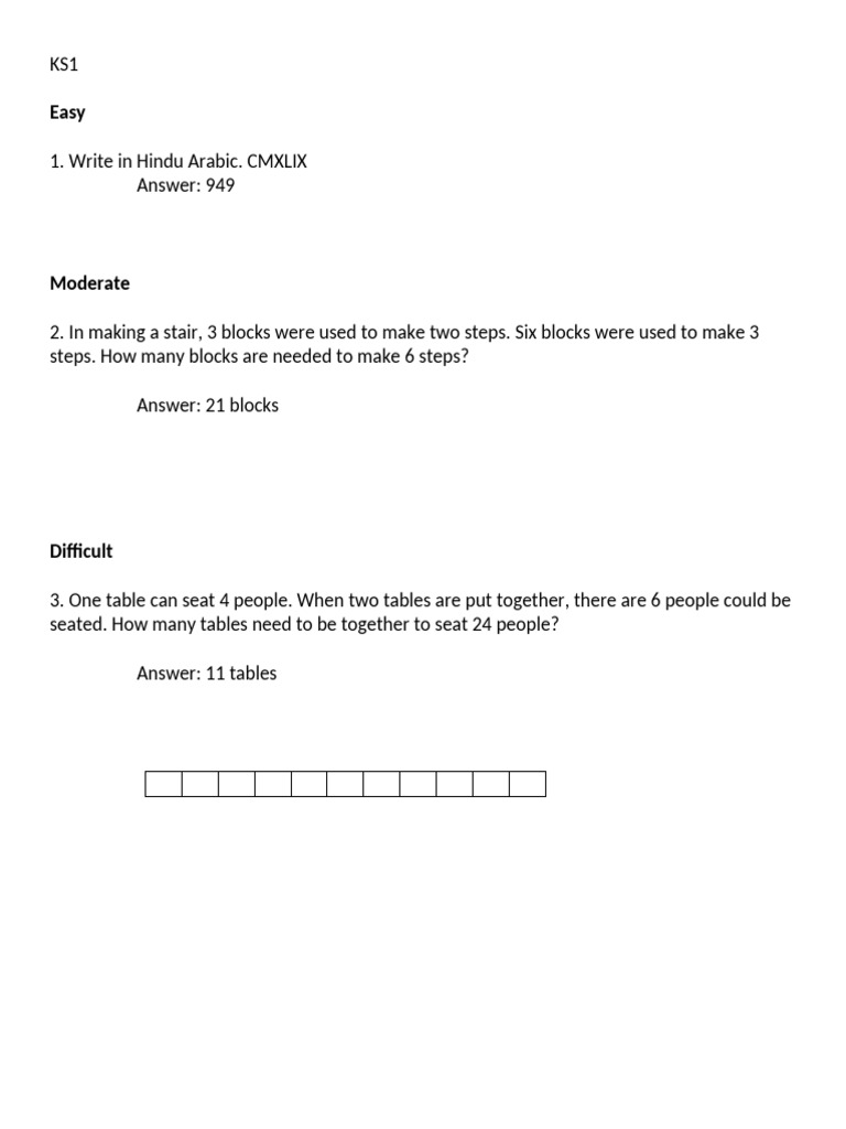 KS1 Math Problem Solving Guide | PDF