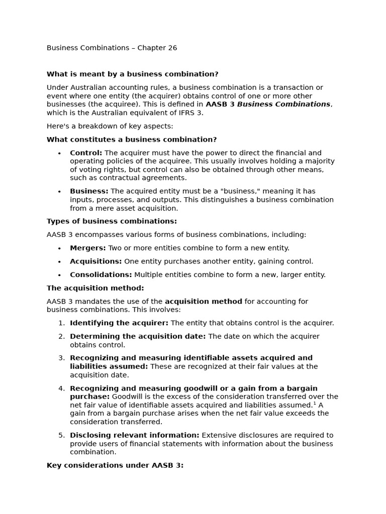 Understanding Business Combinations in Australia | PDF | Fair Value ...