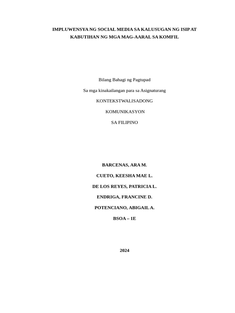 Komfil (Pananaliksik) | PDF