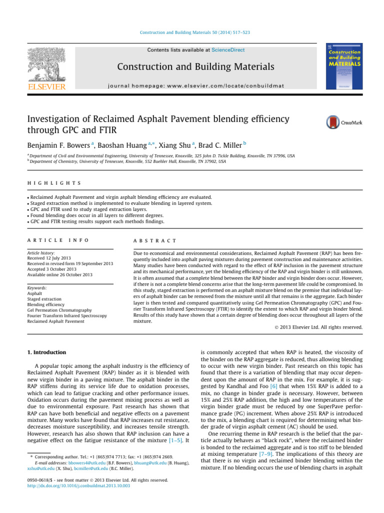 Blending Efficiency of Reclaimed Asphalt | PDF | Road Surface ...