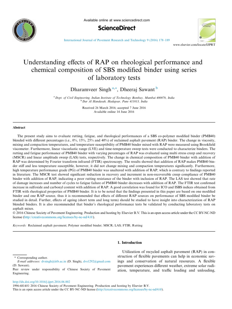 RAP Effects on SBS Modified Binder Performance | PDF | Viscoelasticity ...