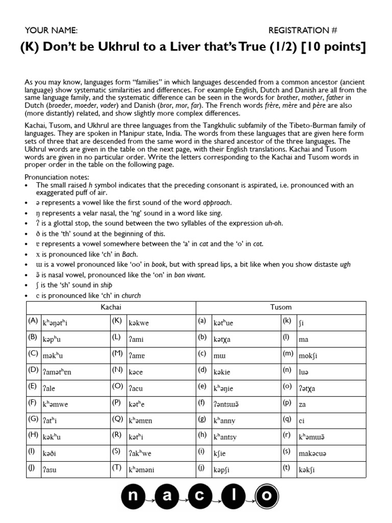 Tangkhulic Language Comparison | PDF | Phonetics | Linguistics