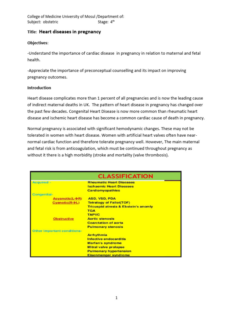 Heart Disease Management in Pregnancy | PDF | Congenital Heart Defect ...