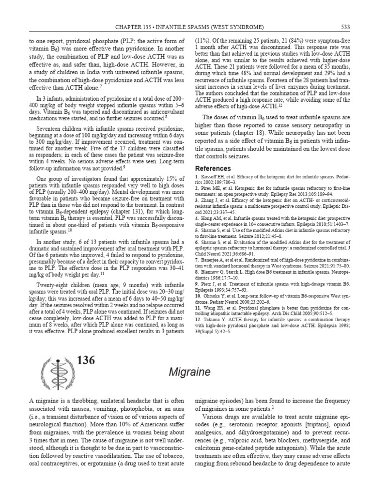 Infantile Spasms Treatment with Vitamin B6 | PDF | Migraine | Ketogenic ...