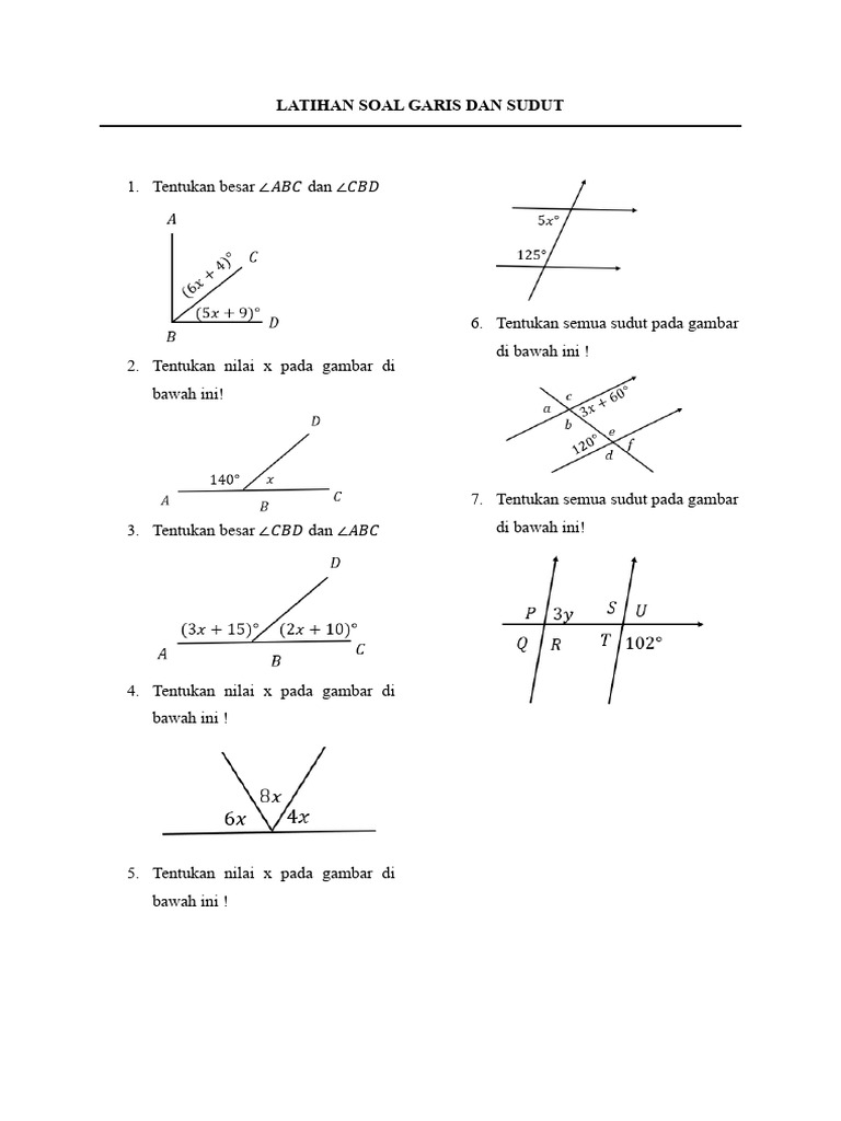 Latihan Soal Garis dan Sudut Matematika | PDF
