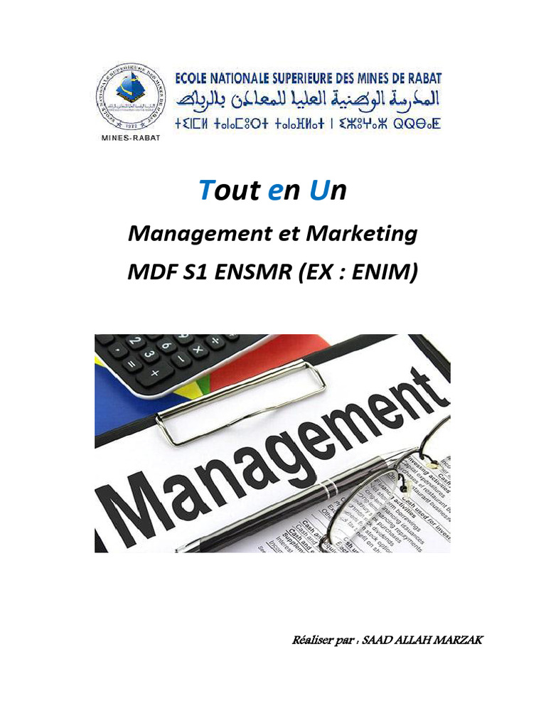 QCM Marketing et Management ENSMR | PDF | Commercialisation | Gestion ...