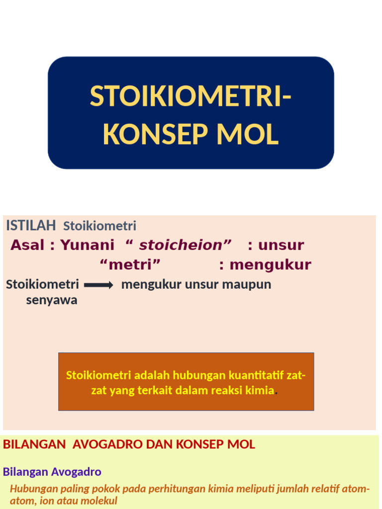 Stoikiometri dan Konsep Mol dalam Kimia | PDF