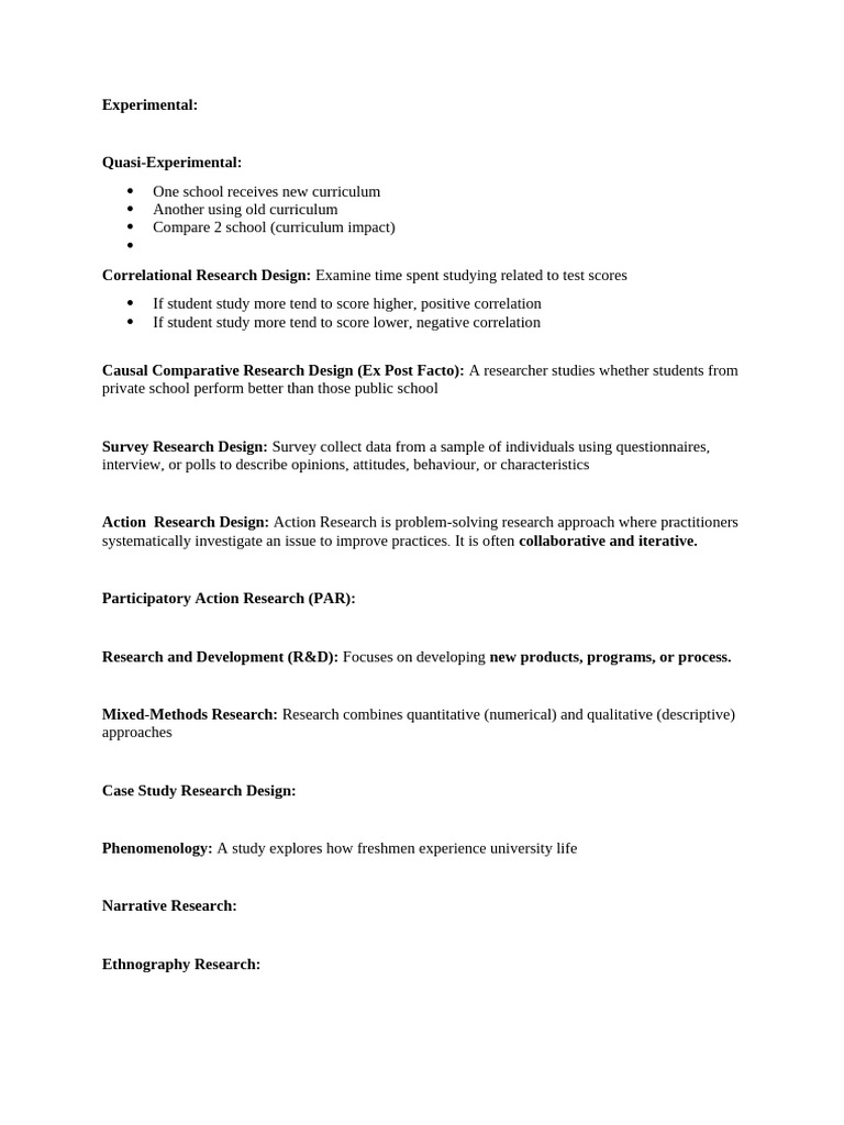 Research Design Types in Education | PDF