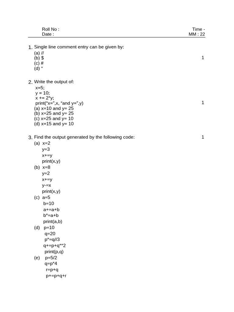 python class 11 test gen 001 | PDF | Programming Paradigms | Software ...