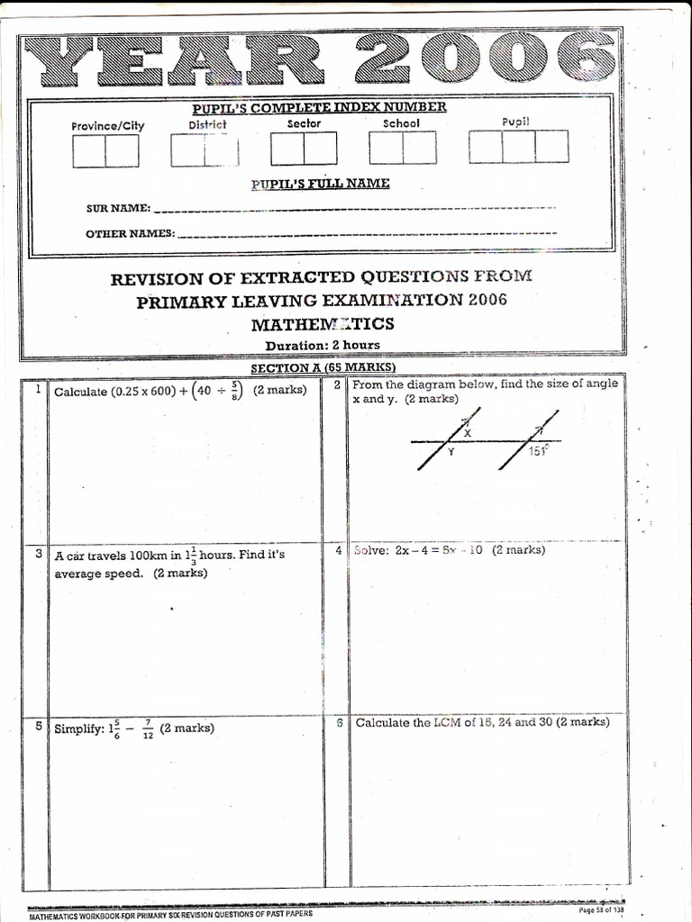 Mathematic P6 2006 | PDF | Euclid | Elementary Mathematics