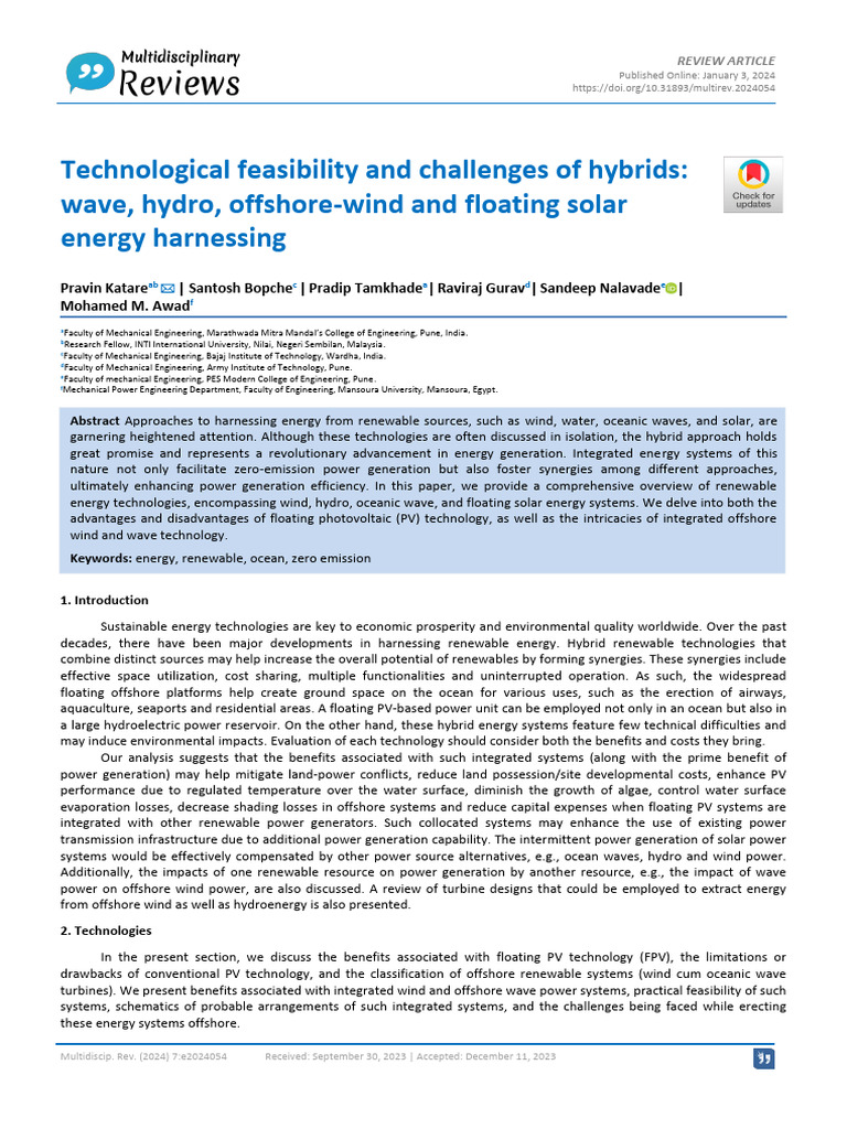 Hybrid Renewable Energy Technologies Review | PDF | Wind Power ...