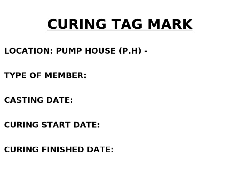 Curing Tag Mark Details for Pump House | PDF