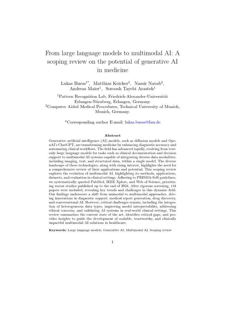 Multimodal AI in Medicine: A Scoping Review | PDF | Medical Imaging ...