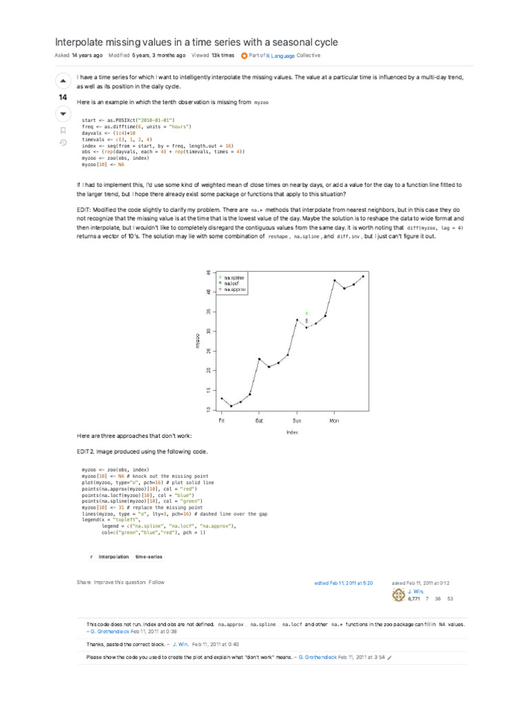 Interpolating Missing Values in R Time Series | PDF | Computer Programming