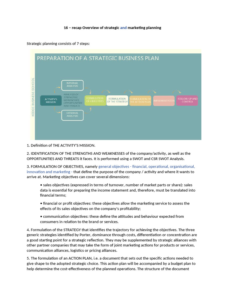 Strategic Marketing Planning Overview | PDF | Marketing | Swot Analysis