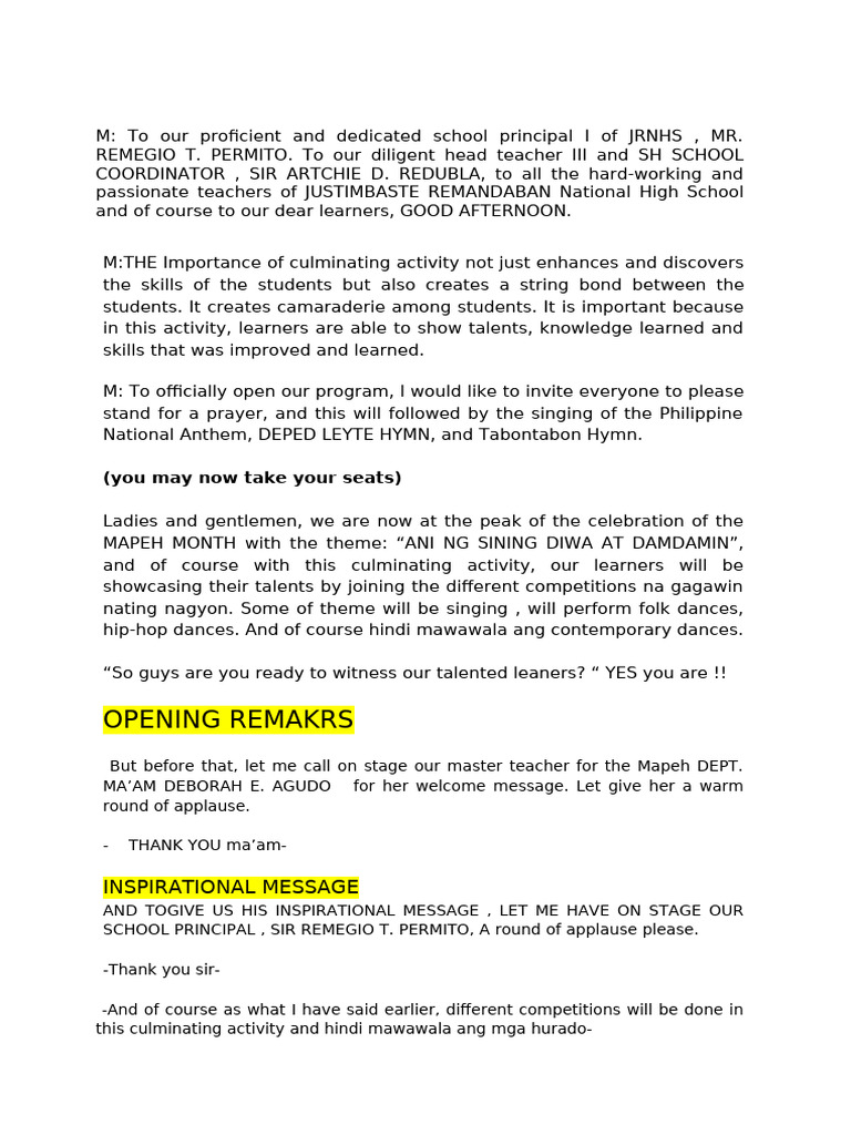MAPEH Month Culminating Activity Guide | PDF | Dances | Hip Hop Music