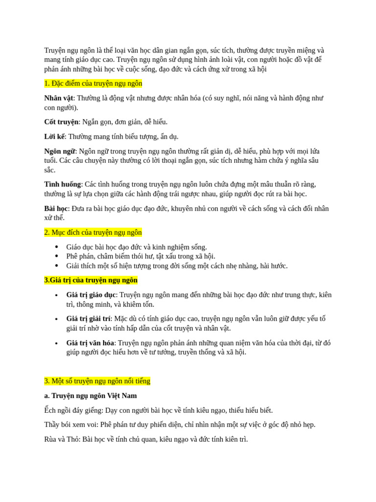TRUYỆN NGỤ NGÔN | PDF