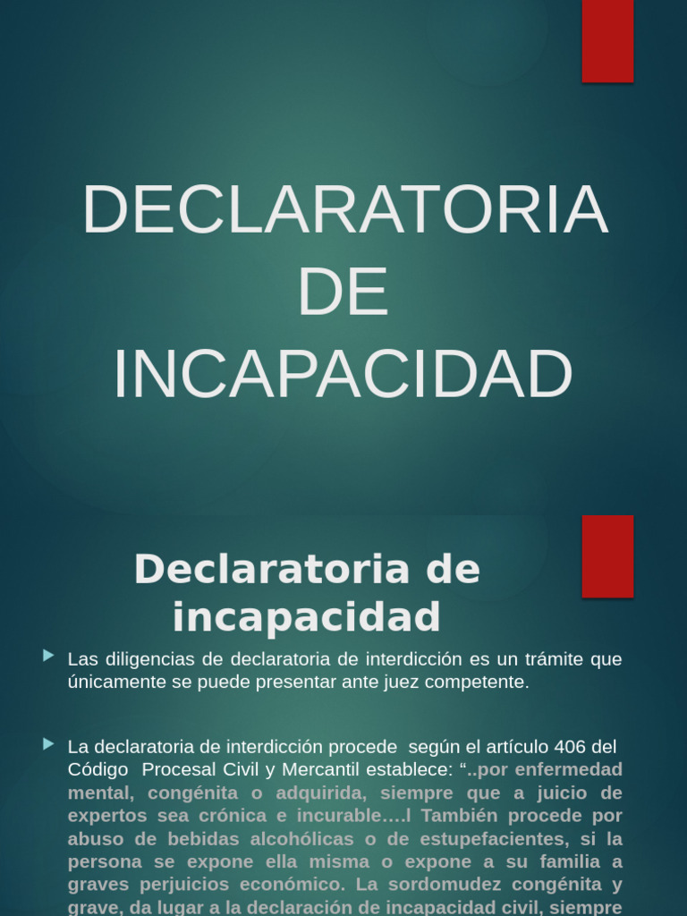 Proceso de Declaratoria de Incapacidad | PDF | Justicia | Crimen y ...