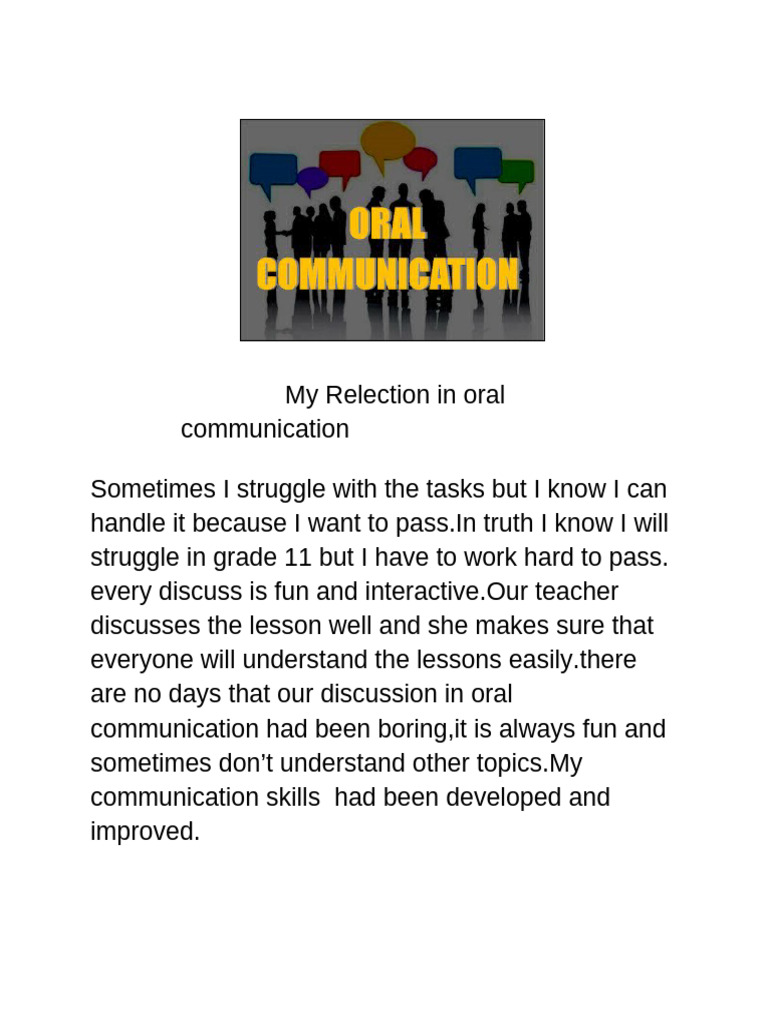 Reflection on Oral Communication Skills | PDF