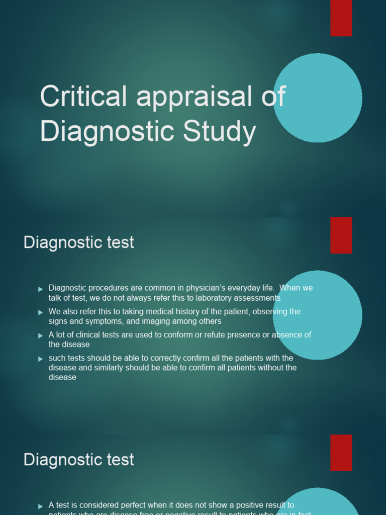 Diagnostic Test Accuracy Appraisal Guide | PDF | Medical Diagnosis ...
