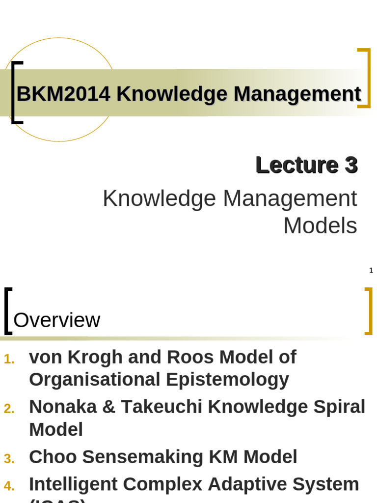 BKM2014 Lecture 03 | PDF | System | Tacit Knowledge