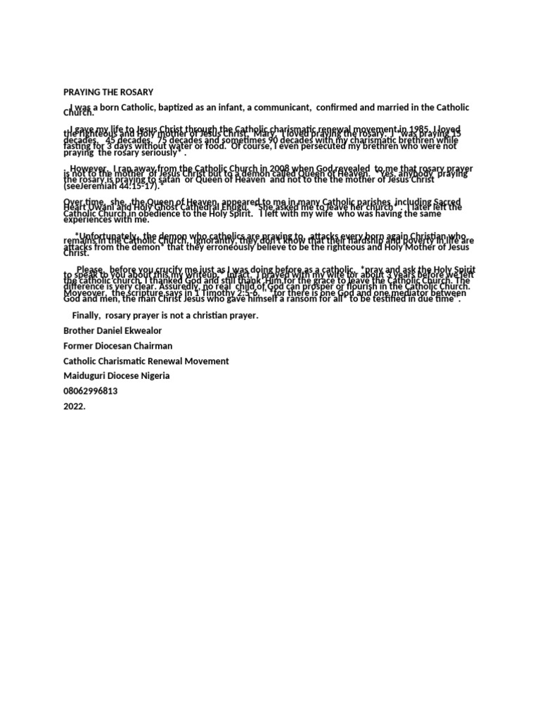 Why I Stopped Praying The Rosary Pdf Jesus Catholic Church