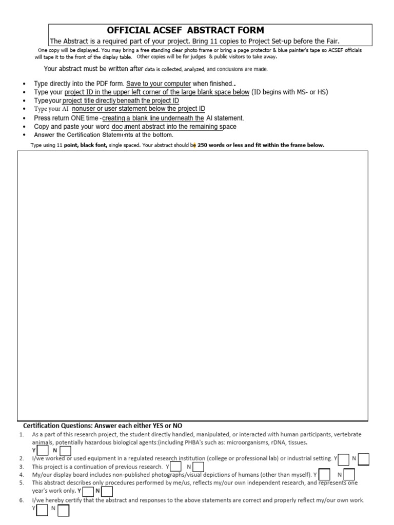 ACSEF Abstract Submission Guidelines | PDF