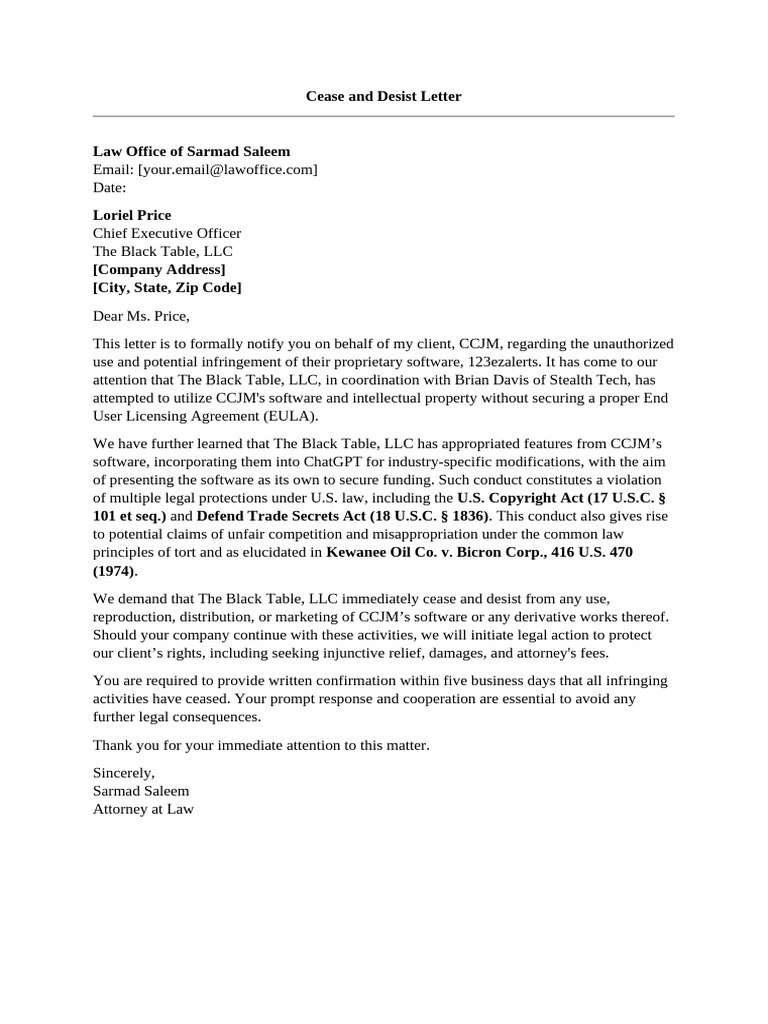 CCJM Cease and Desist Letter | PDF