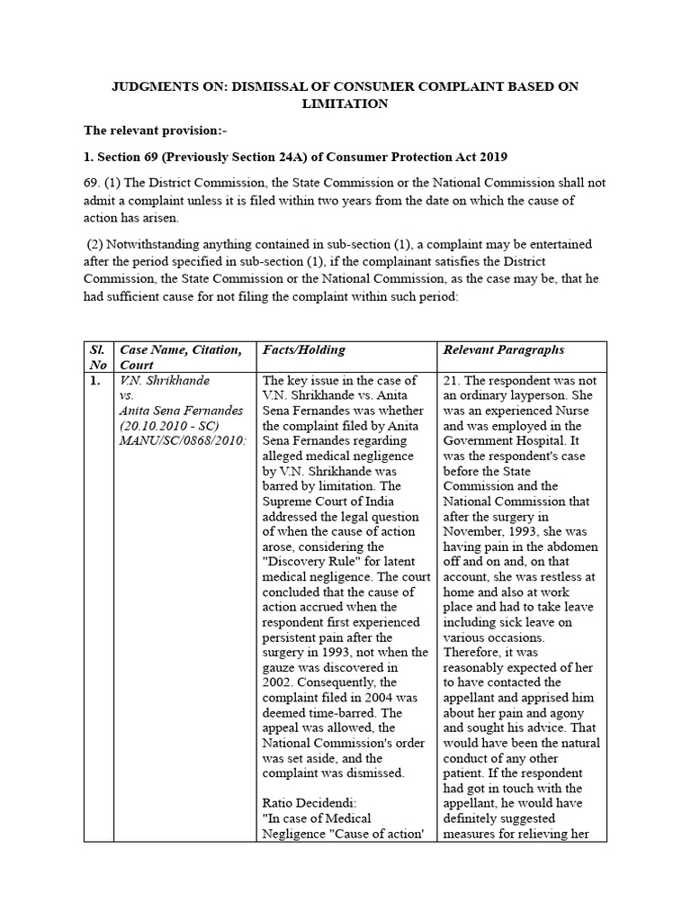 Section 69: Consumer Complaint Limitations | PDF | Judiciaries | Public Law