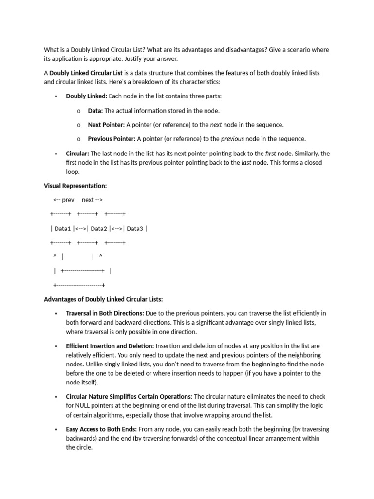Doubly Linked Circular List Overview | PDF | Computing | Algorithms And ...