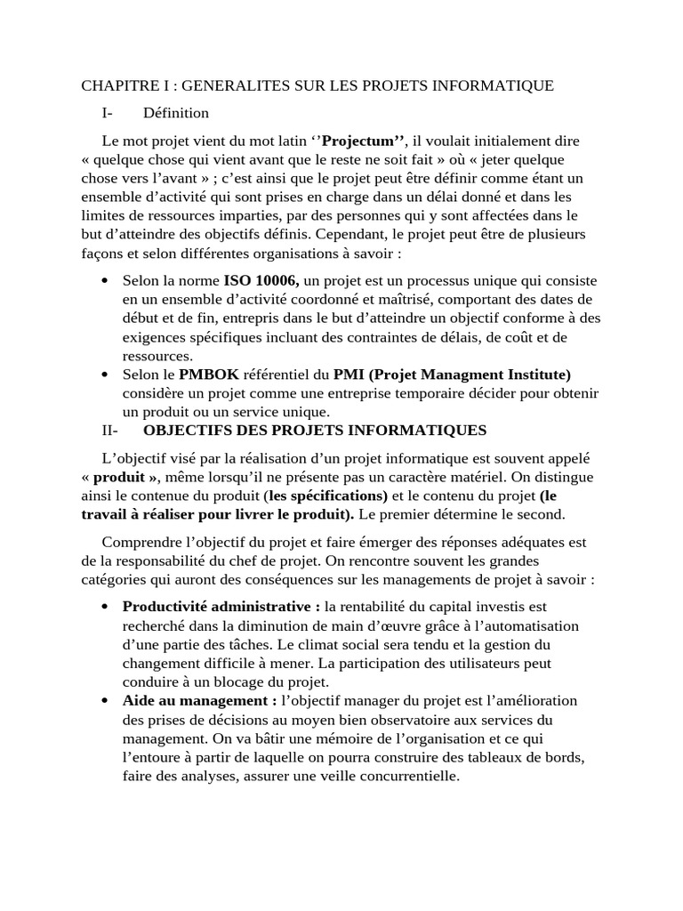 Généralités sur les projets informatiques | PDF | Business