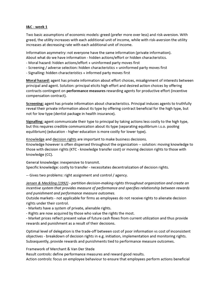 Economic Models and Decision Rights Analysis | PDF | Incentive | Investing