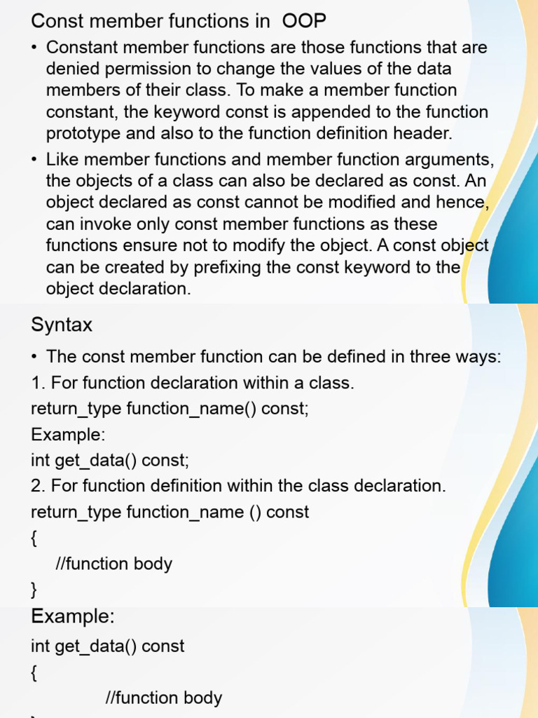 Const Vs Non Const Lect-8 | PDF | Method (Computer Programming ...
