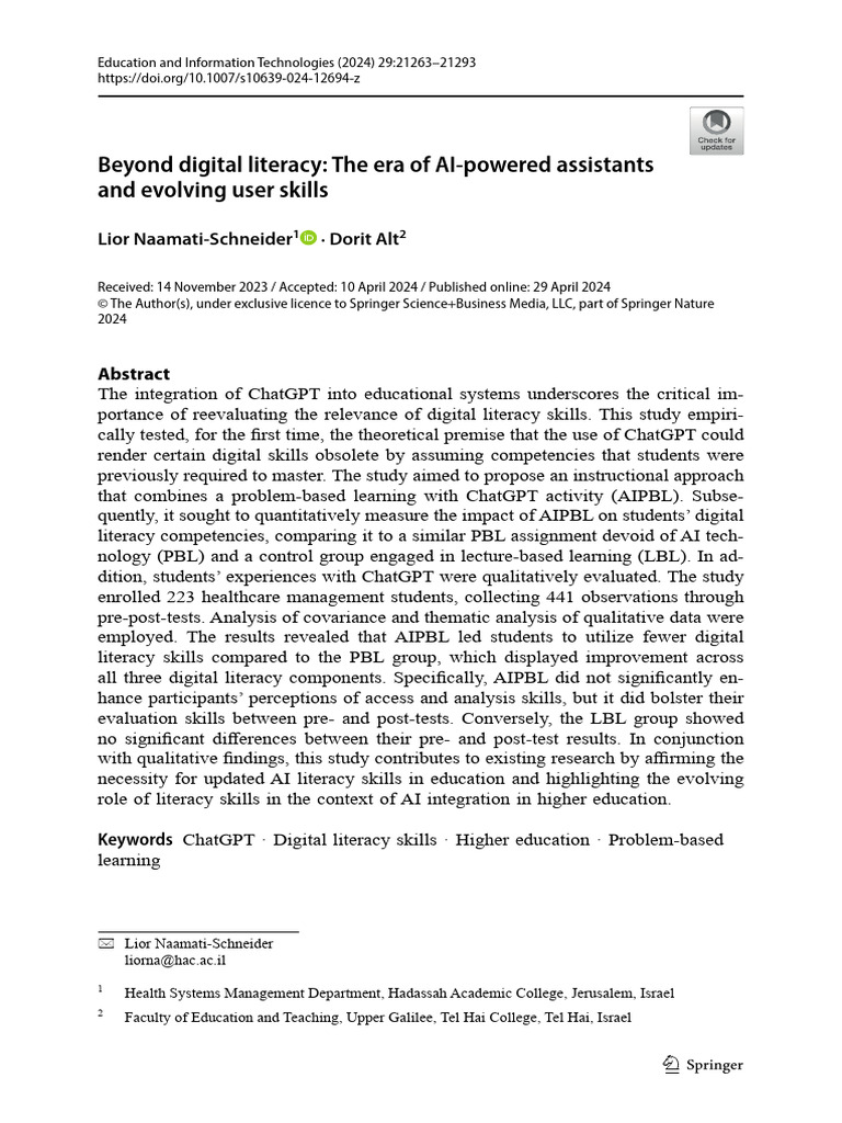 AI's Impact on Digital Literacy Skills | PDF | Artificial Intelligence ...