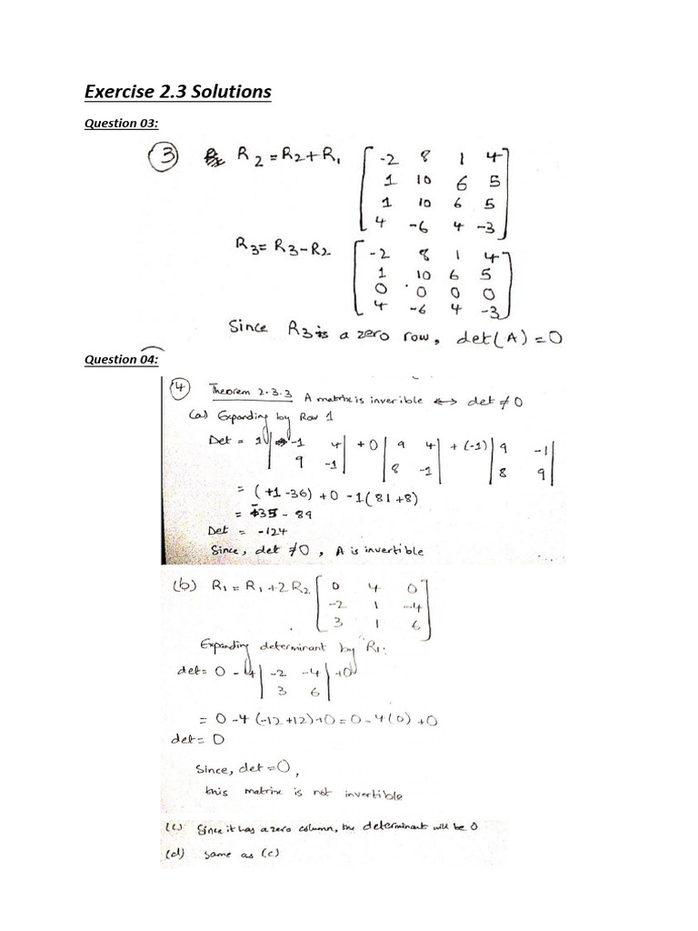Exercise 2.3 Solutions Overview | PDF