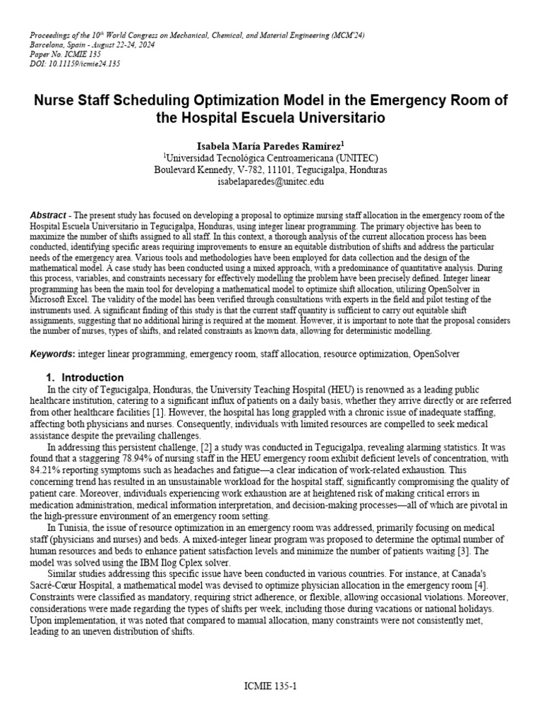 Nurse Scheduling Optimization Model | PDF | Quantitative Research ...