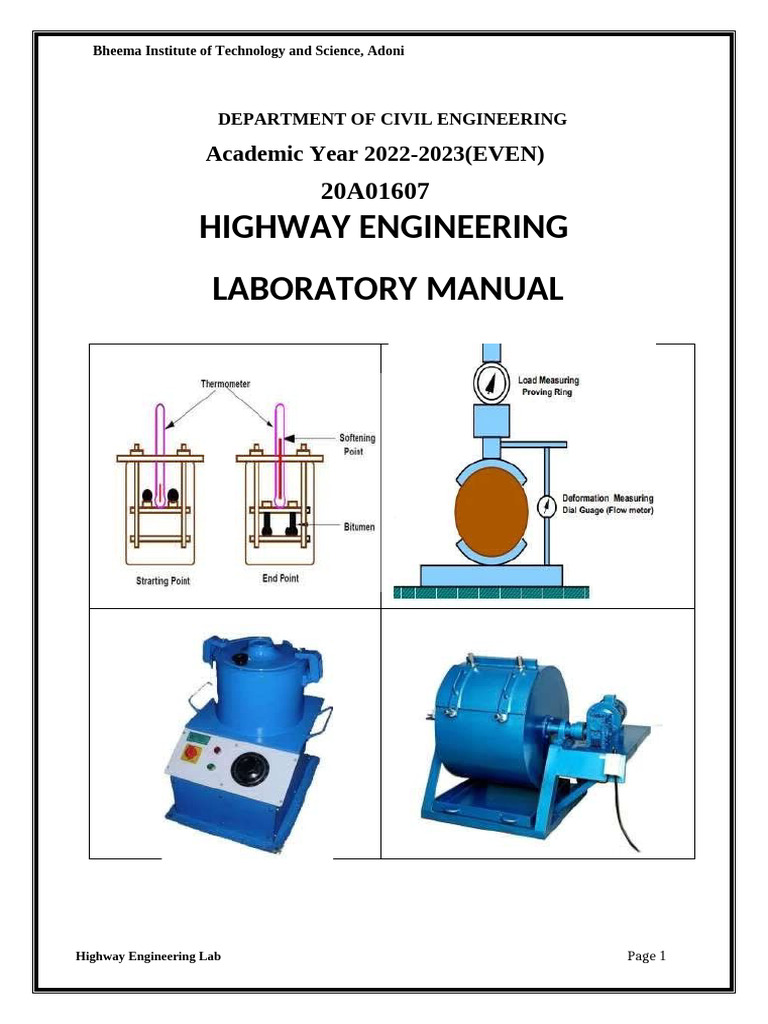 Highway Engineering Lab Manual 2023 | PDF | Wear | Concrete