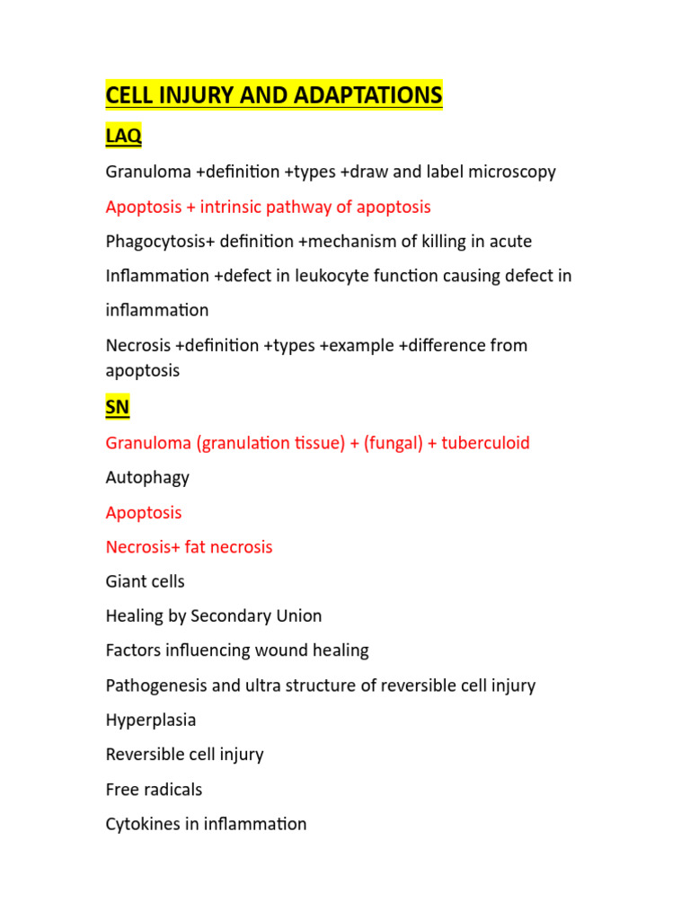 Cell Injury, Inflammation, and Healing | PDF | Anemia | Neoplasms