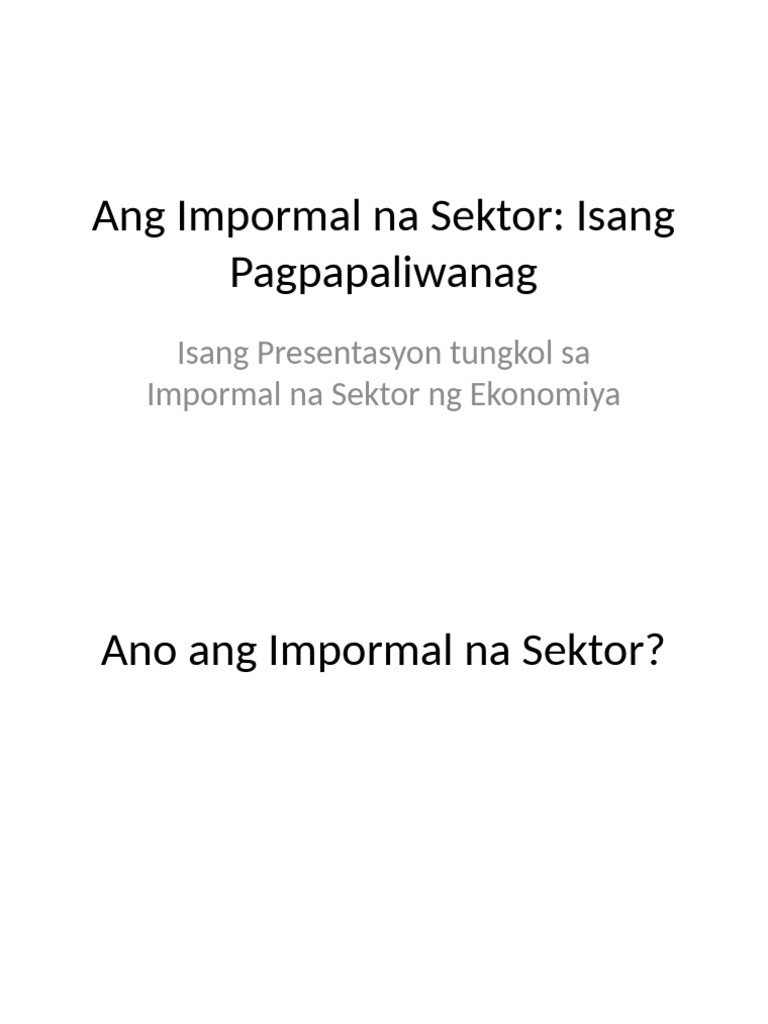 Impormal Na Sektor | PDF