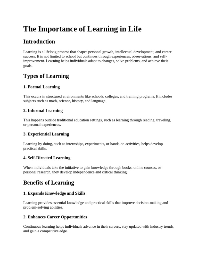 The Lifelong Benefits of Learning | PDF | Learning | Knowledge