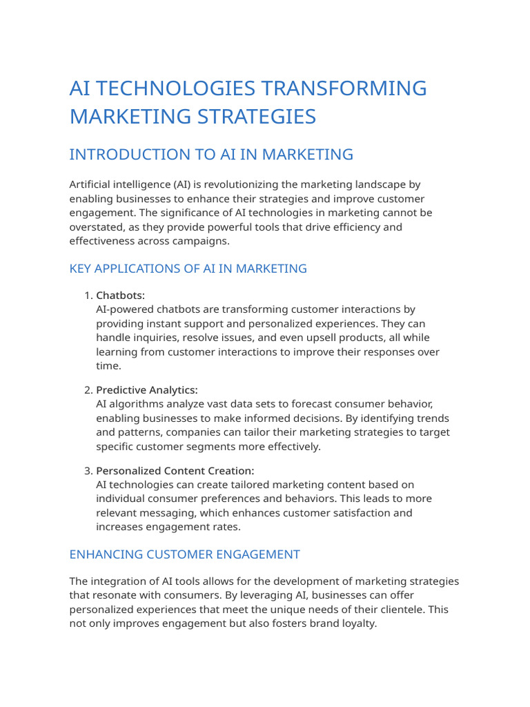 AI Technologies Transforming Marketing Strategies | PDF | Artificial ...